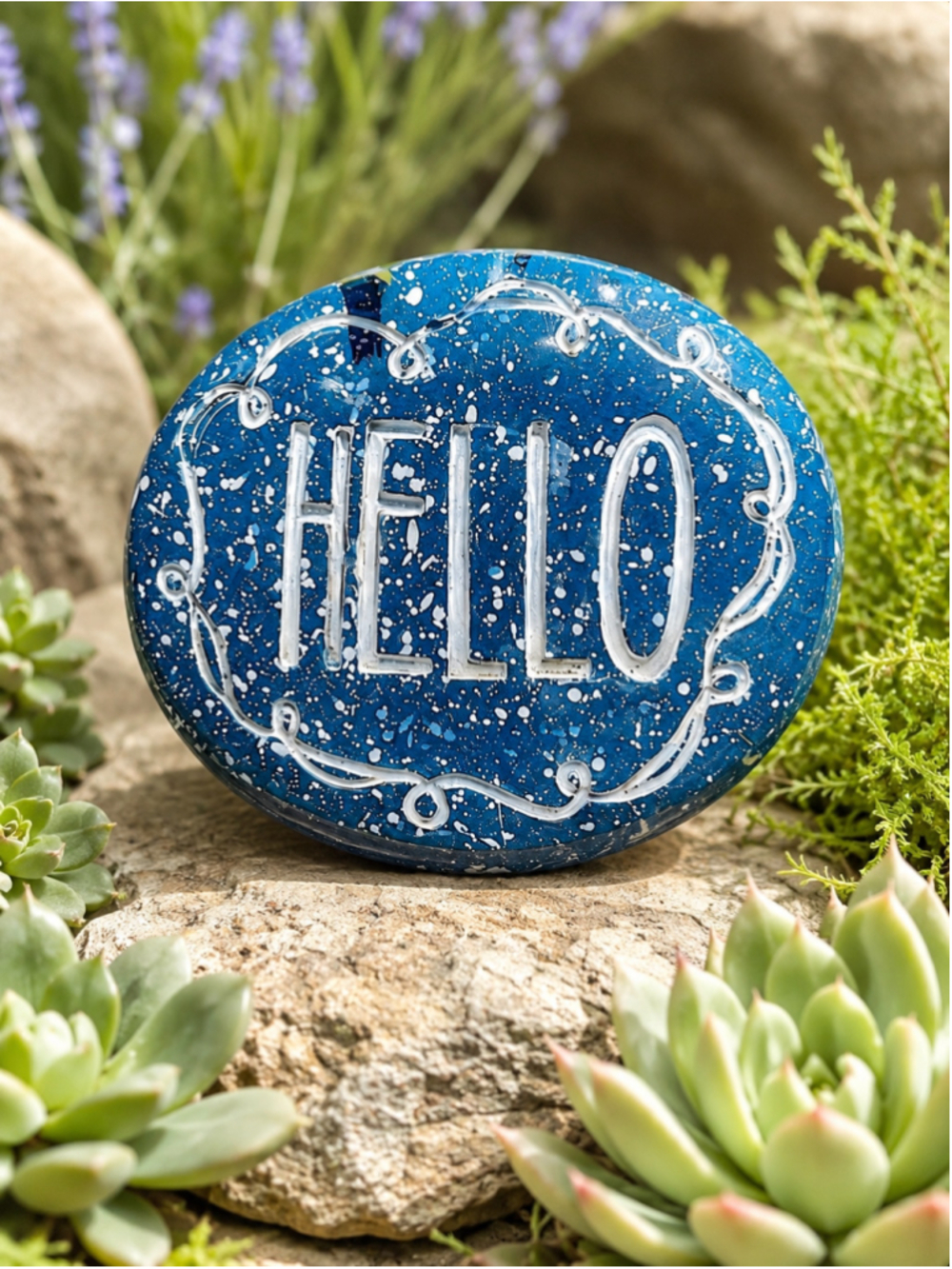 Set of 4 Inspirational Garden Stones – “Hello,” “Love,” “Believe” & “Faith” - Picture 4 of 6